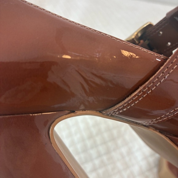 Vince Camuto Marocean Brown Patent Leather Platform Mary Jane Heels 7.5 New - Picture 11 of 11